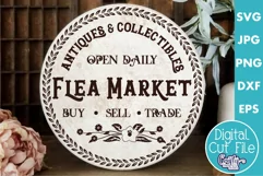 Vintage Farmhouse Home Round Sign Svg | Flea Market Product Image 1