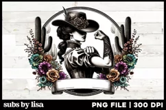 Western Sublimation Design PNG | Victorian Era Woman Flex Product Image 1
