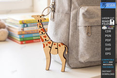 Flexible Animals Keychain Laser Cut | Wooden Giraffe | CNC Product Image 1