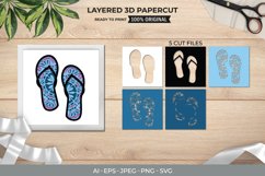 3D Layered Papercut Summer Flip Flop Mandala Design Product Image 1