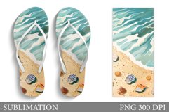 Beach Flip Flop Sublimation. Sea Flip Flop Design Product Image 1