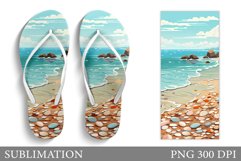 Sea Flip Flop Sublimation. Sea Flip Flop Design Product Image 1