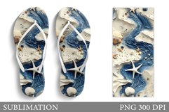 Sea Flip Flop Sublimation. Beach Flip Flop Design Product Image 1