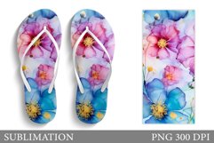 Flowers Flip Flop Sublimation. Summer Flip Flop Sublimation Product Image 1