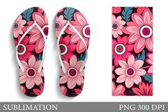 Flowers Flip Flop Sublimation. Floral Flip Flop Sublimation Product Image 1
