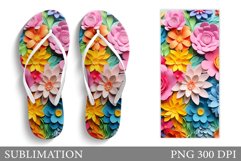 3D Flowers Flip Flop Design. Floral Flip Flop Sublimation Product Image 1