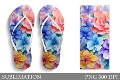 Flowers Flip Flop Sublimation. Flip Flop Sublimation Product Image 1