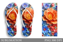 3D Flowers Flip Flop Sublimation. Floral Flip Flop Design Product Image 1