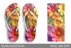 3D Flowers Flip Flop Design. Floral Flip Flop Sublimation Product Image 1
