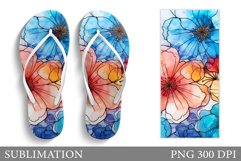 Flowers Flip Flop Sublimation. Summer Flip Flop Sublimation Product Image 1