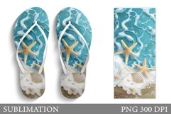 Beach Flip Flop Sublimation. Sea Flip Flop Design Product Image 1