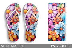 Flowers Flip Flop Sublimation. Daisy Flip Flop Design Product Image 1