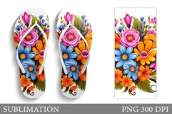 Flowers Flip Flop Sublimation. Floral Flip Flop Design Product Image 1