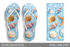 Sea Flip Flop Sublimation. Beach Flip Flop Design Product Image 1