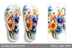 Flowers Flip Flop Sublimation. Floral Sublimation Product Image 1