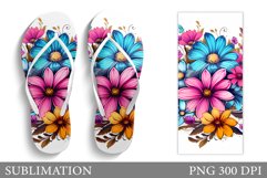 Flowers Flip Flop Sublimation. Floral Flip Flop Sublimation Product Image 1
