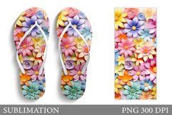 Flowers Flip Flop Sublimation. Flip Flop Sublimation Product Image 1