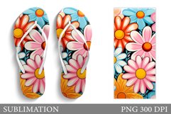 Daisy Flowers Flip Flop Sublimation. Flowers Sublimation Product Image 1