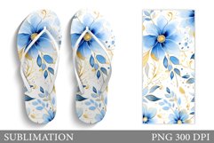 Flowers Flip Flop Sublimation. Daisy Flip Flop Design Product Image 1