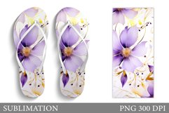 Flowers Flip Flop Sublimation. Summer Flip Flop Sublimation Product Image 1
