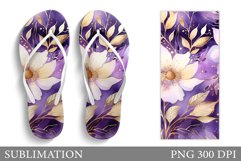 Flowers Flip Flop Sublimation. Floral Flip Flop Design Product Image 1