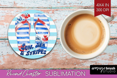 Flip Flops Nautical Round Coaster Sea Quotes Coaster PNG Product Image 1