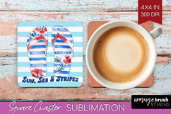 Flip Flops Nautical Square Coaster Sea Quotes Coaster PNG Product Image 1