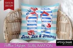 Flip Flops Nautical Pillow Sublimation Sea Quotes Pillow PNG Product Image 1