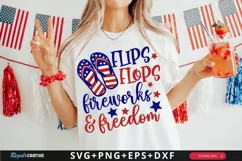 Flip Flops Fireworks And Freedom SVG, 4th Of July SVG Design Product Image 1