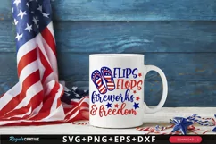 Flip Flops Fireworks And Freedom SVG, 4th Of July SVG Design Product Image 3