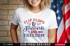 Flip Flops Fireworks And Freedom SVG, 4th Of July SVG Design Product Image 1