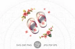 printable clip art of cute flip flops surrounded by flowers