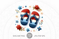 printable clip art of cute flip flops surrounded by flowers as digitals download