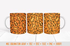 Autumn leaves Mug Sublimation Design. Fall leopard mug wrap Product Image 1