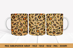 Fall Leopard Mug Wrap Sublimation. Autumn Leaves Mug 028 Product Image 1