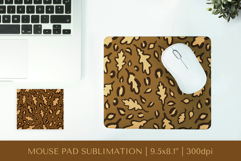 Fall leaves leopard print mouse pad sublimation design FLM01 Product Image 1