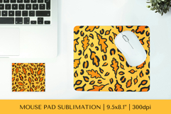 Fall leaves leopard print mouse pad sublimation design FLM03 Product Image 1