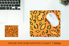 Fall leaves leopard print mouse pad sublimation design FLM04 Product Image 1