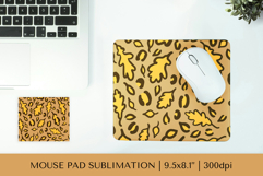 Fall leaves leopard print mouse pad sublimation design FLM05 Product Image 1