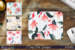 Pink Floral Mouse Pad Designs | Botanical Desk Accessory Product Image 1