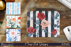 Red Roses Floral Mouse Pad Designs | Botanical Desk Mats Product Image 1