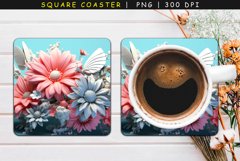 Flowers Square Coaster Sublimation Designs Product Image 1
