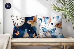 Whimsical Clocks with Wings Fantasy Watercolor Digital Paper Product Image 2