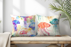 Floating Jellyfish Umbrellas with Watercolor Digital Paper Product Image 2