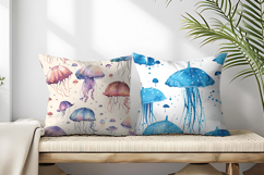 Floating Jellyfish Umbrellas with Watercolor Digital Paper Product Image 2