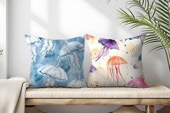Floating Jellyfish Umbrellas with Watercolor Digital Paper Product Image 2