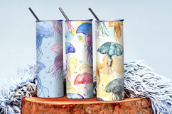 Floating Jellyfish Umbrellas with Watercolor Digital Paper Product Image 3