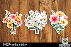 Flower Bouquet Stickers Printable PNG. Product Image 1