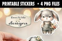 Flop Ear Bunny Easter Spring Stickers | 4 PNG Stickers Product Image 3