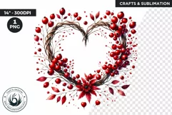 Watercolor Valentine Floral Heart wreath Clipart, Love PNG Product Image 1